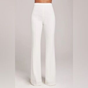Nadine Merabi Charlotte White High Waist Pleated Trouser Pant